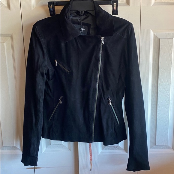 Bod & Christensen NWT PHOEBE Lined Black Goat Suede Zip Close Jacket size medium - Picture 3 of 12